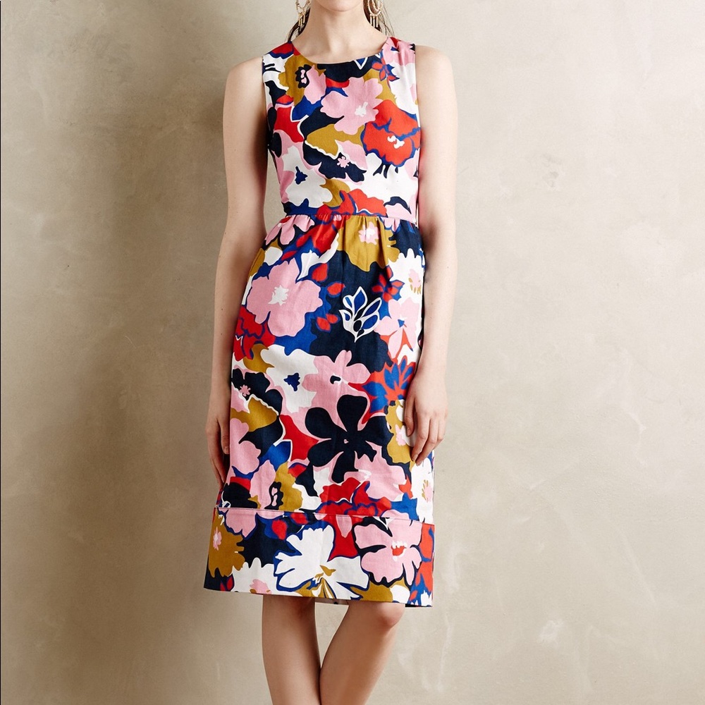 ANTHROPOLOGIE Whit Two Petalprint Crossback Dress